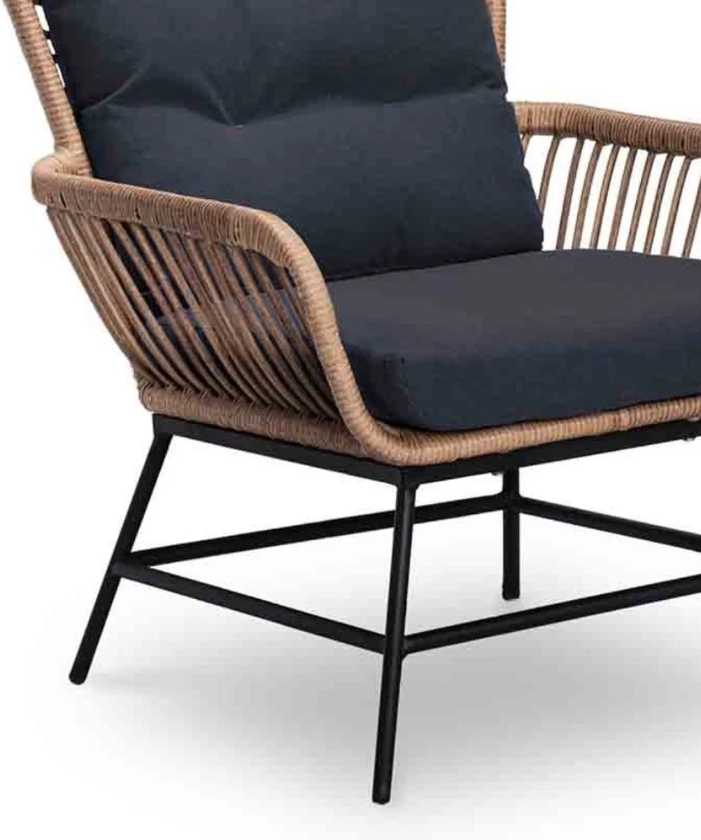 BUITEN Living Dex Wicker Loungestoel Tuin Incl. Wicker Voetenbank | Wicker + Aluminium | Bamboe Antraciet 17 BUITEN Living Dex Wicker Loungestoel Tuin Incl. Wicker Voetenbank | Wicker + Aluminium | Bamboe Antraciet - Afbeelding 15