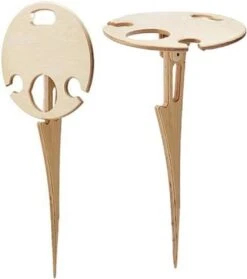 Merkloos Opvouwbare Wijntafel - Picknicktafel - Wijn Bijzettafel - Mannen Gadget - Vrouwen Cadeautjes - Moederdag Cadeautje - Bijzettafel Rond - Hout -Gardena Verkoop 1062x1200