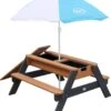 AXI Nick Zand & Water Picknicktafel In Antraciet/Bruin - Parasol Blauw/Wit - Picknick Tafel Voor Kinderen Van Hout -Gardena Verkoop 1063x1200