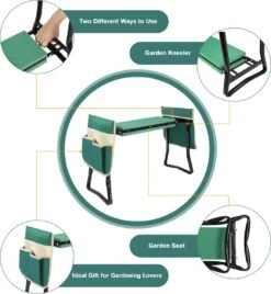 Uten - Kniebankje Tuin - Knie Steun - Tuinkruk Inklapbaar - Kniesteun Tuinieren - Kniekussen - Tot 150 Kg - Groen -Gardena Verkoop 1104x1200