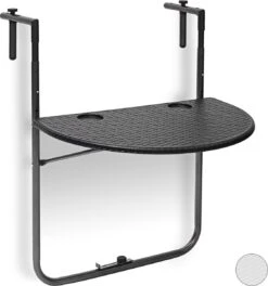 Relaxdays Balkontafel Inklapbaar, Balkon Tafel Rotan, Hangtafel Reling - Zwart -Gardena Verkoop 1123x1200