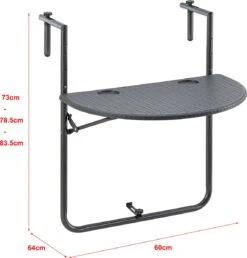 Balkontafel Cicala Inklapbaar 83,5x60x64 Cm Donkergrijs -Gardena Verkoop 1147x1200