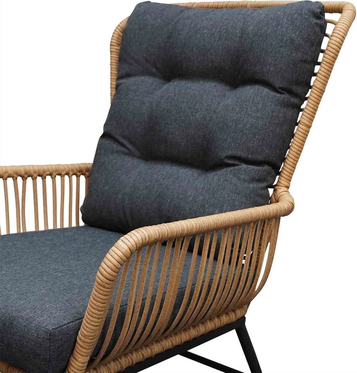BUITEN Living Dex Wicker Loungestoel Tuin Incl. Wicker Voetenbank | Wicker + Aluminium | Bamboe Antraciet 4 BUITEN Living Dex Wicker Loungestoel Tuin Incl. Wicker Voetenbank | Wicker + Aluminium | Bamboe Antraciet - Afbeelding 2
