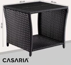 Casaria Polyrattan Bijzettafel - WPC Tafelblad 45x45x40cm – Zwart -Gardena Verkoop 1200x1090