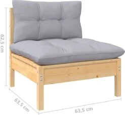 VidaXL 3-delige Loungeset Met Grijze Kussens Massief Grenenhout -Gardena Verkoop 1200x1105