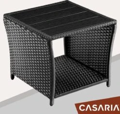 Casaria Polyrattan Bijzettafel - WPC Tafelblad 45x45x40cm – Zwart -Gardena Verkoop 1200x1138