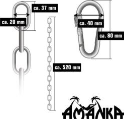 2x 50cm Hangende Stoelketting Tot 230kg - 4 Karabiners - Schommel Hangmat Bokszak Ophanging -Gardena Verkoop 1200x1145 3
