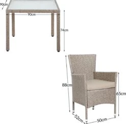 Casaria Polyrattan Tuinset - 4 Stoelen & Tafel 90x90 Cm - Beige Grijs -Gardena Verkoop 1200x1175 1