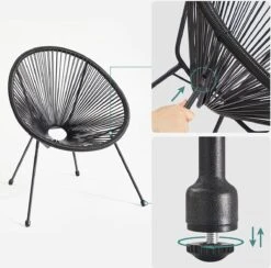 Songmics Balkonmeubilair, Tuinmeubelset, Set Van 3, Zitgroep, Terrasmeubilair, Glazen Tafelblad, 2 Stoelen, Voor Binnen En Buiten, Voor Patio, Tuin, Balkon, Buiten, Zwart GGF013B02 -Gardena Verkoop 1200x1184 1