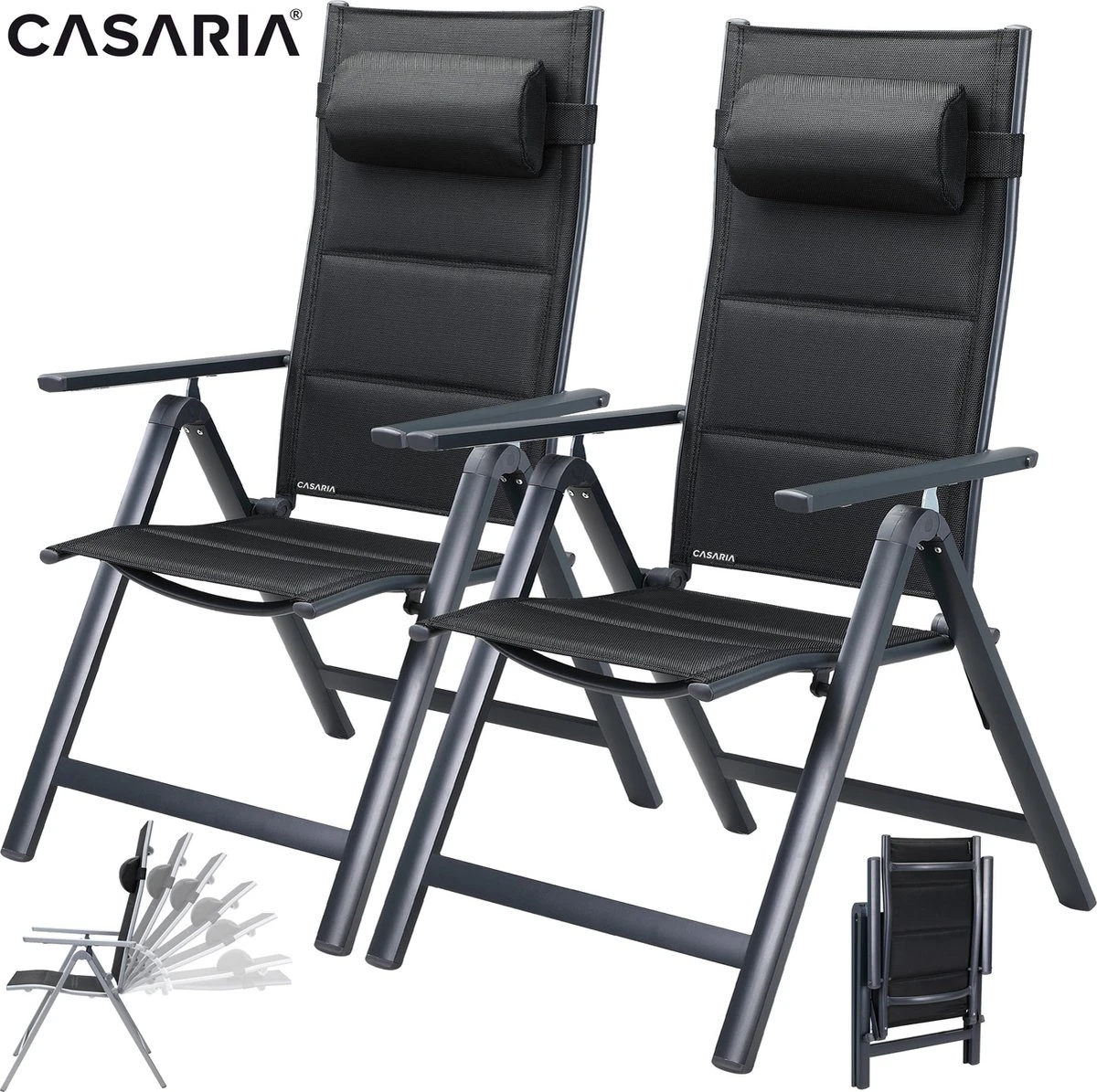 Casaria Tuinstoel Aluminium - 2 Stuks Inklapbaar - Antraciet 17 Casaria Tuinstoel Aluminium - 2 Stuks Inklapbaar - Antraciet - Afbeelding 15