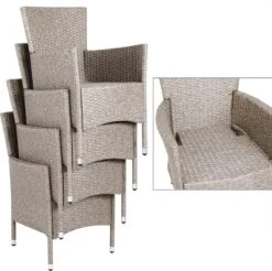 Casaria Polyrattan Tuinset - 4 Stoelen & Tafel 90x90 Cm - Beige Grijs -Gardena Verkoop 1200x1197 9