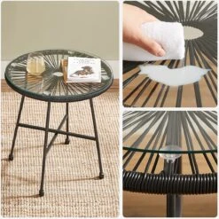 Songmics Balkonmeubilair, Tuinmeubelset, Set Van 3, Zitgroep, Terrasmeubilair, Glazen Tafelblad, 2 Stoelen, Voor Binnen En Buiten, Voor Patio, Tuin, Balkon, Buiten, Zwart GGF013B02 -Gardena Verkoop 1200x1199 10