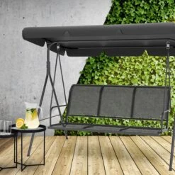 LifeGoods Schommelbank - 3-zits - Tot 250KG - Kantelbaar Dak - UV-bestendig Zonnescherm - 172x104x162cm - Grijs -Gardena Verkoop 1200x1200 117