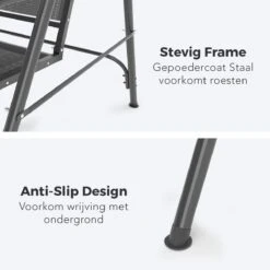 LifeGoods Schommelbank - 3-zits - Tot 250KG - Kantelbaar Dak - UV-bestendig Zonnescherm - 172x104x162cm - Grijs -Gardena Verkoop 1200x1200 120