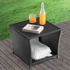 Casaria Polyrattan Bijzettafel - WPC Tafelblad 45x45x40cm – Zwart -Gardena Verkoop 1200x1200 192