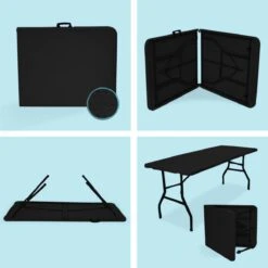 LifeGoods Klaptafel - Inklapbaar - 70x180cm - Verstelbare Vouwtafel - Weerbestendig - Zwart -Gardena Verkoop 1200x1200 235