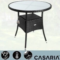 Casaria Polyrattan Bijzettafel 80cm Rond - 5mm Veiligheidsglas – Zwart 14 Casaria Polyrattan Bijzettafel 80cm Rond - 5mm Veiligheidsglas – Zwart -Gardena Verkoop 1200x1200 243