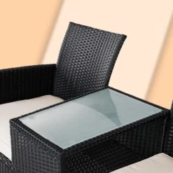 Casaria Polyrattan Tuinbank - Incl. Kussen - 143x55x88 Cm Zwart -Gardena Verkoop 1200x1200 33