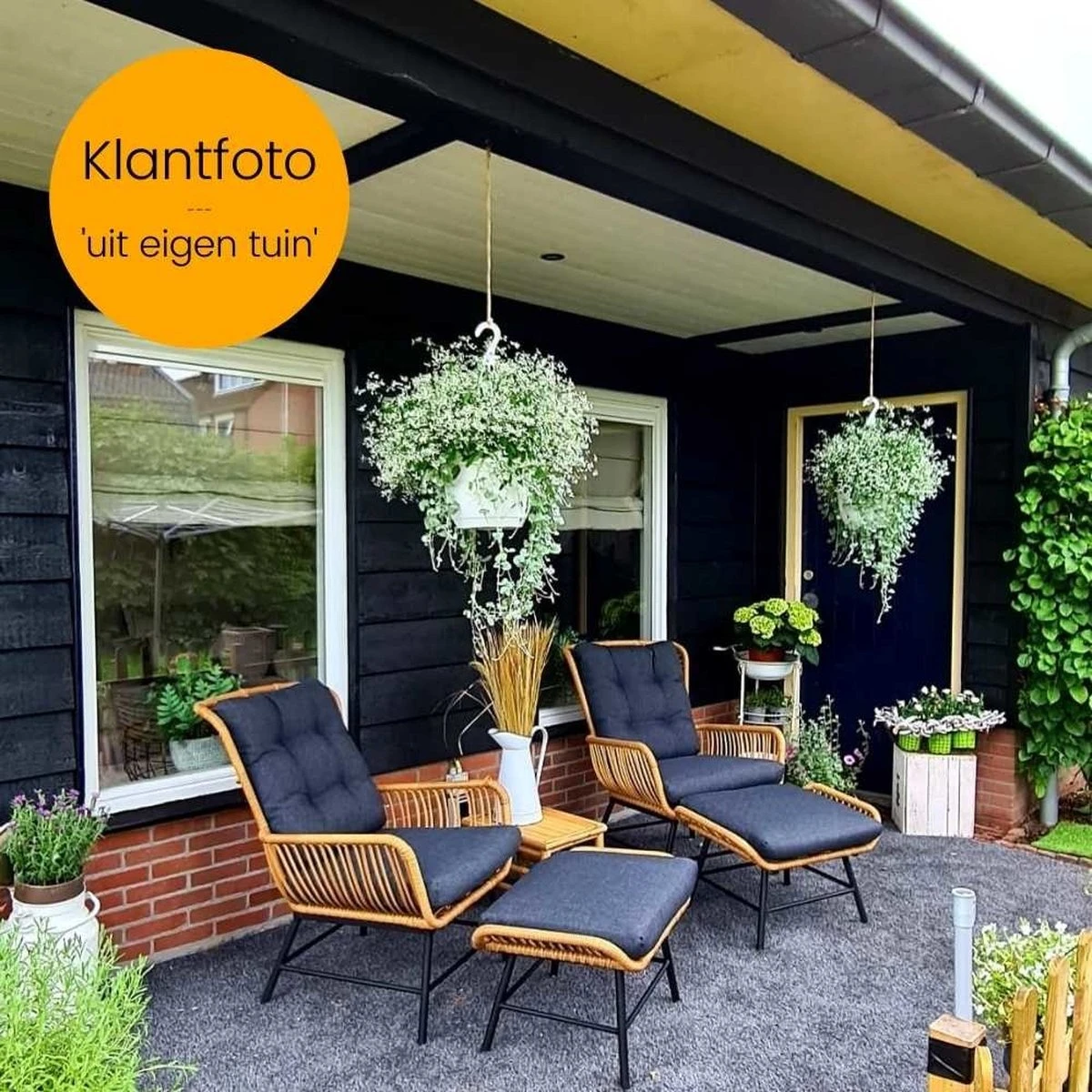 BUITEN Living Dex Wicker Loungestoel Tuin Incl. Wicker Voetenbank | Wicker + Aluminium | Bamboe Antraciet 9 BUITEN Living Dex Wicker Loungestoel Tuin Incl. Wicker Voetenbank | Wicker + Aluminium | Bamboe Antraciet - Afbeelding 7