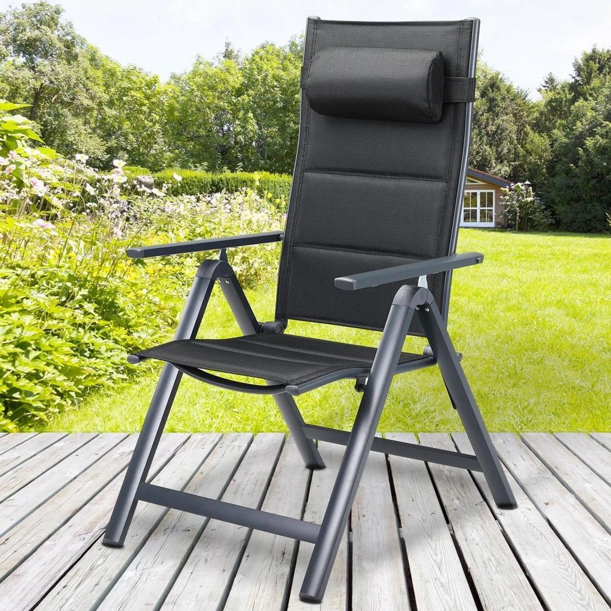 Casaria Tuinstoel Aluminium - 2 Stuks Inklapbaar - Antraciet 7 Casaria Tuinstoel Aluminium - 2 Stuks Inklapbaar - Antraciet - Afbeelding 5