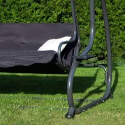 Springos Schommelbank | Linda-Schommel | 3-zits | Waterafstotend | Inclusief 2 Kussens | Verstelbare Luifel | 162 X 200 X 120 Cm | Zwart -Gardena Verkoop 1200x1200 81