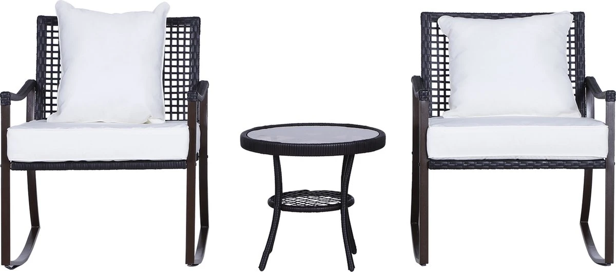 Outsunny Tuinset 7-delig Schommelstoel Set Zitgroep Met Kussens Rotan Bruin 863-030 6 Outsunny Tuinset 7-delig Schommelstoel Set Zitgroep Met Kussens Rotan Bruin 863-030 - Afbeelding 4