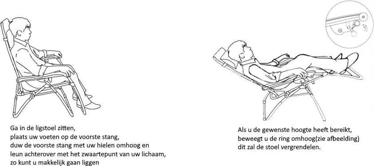 Brulo - Ligstoel Tuin - Ligstoelen - Strandstoel Opvouwbaar - Tuinstoel - Incl Tafel En Hoofdkussen 6 Brulo - Ligstoel Tuin - Ligstoelen - Strandstoel Opvouwbaar - Tuinstoel - Incl Tafel En Hoofdkussen - Afbeelding 4