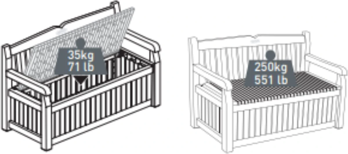 Keter Eden Garden Bench Opbergbank - 265L - 140x60x84cm - Zwart/Grijs 9 Keter Eden Garden Bench Opbergbank - 265L - 140x60x84cm - Zwart/Grijs - Afbeelding 7