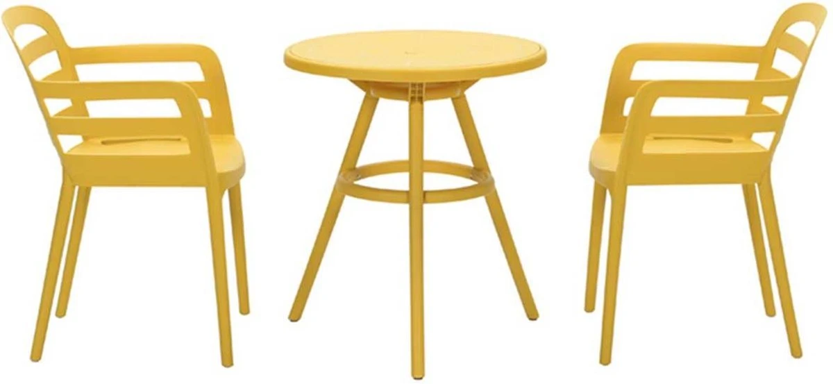 Garden Impressions Mira 3-delige Balkonset - Faria Tuintafel Ø 60 Cm - Okergeel 3 Garden Impressions Mira 3-delige Balkonset - Faria Tuintafel Ø 60 Cm - Okergeel