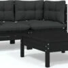 VidaXL 3-delige Loungeset Met Kussens Massief Grenenhout Zwart -Gardena Verkoop 1200x648