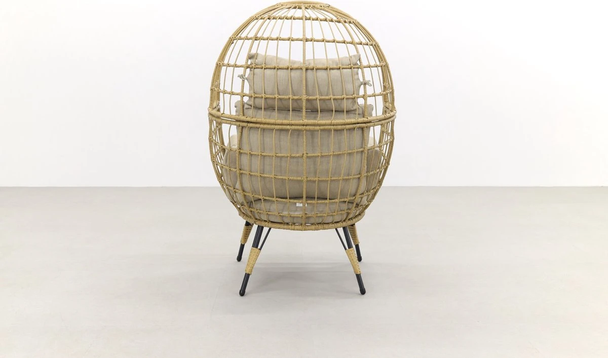 Lola Egg Relaxstoel - Natural Sand - Mand Stoel 11 Lola Egg Relaxstoel - Natural Sand - Mand Stoel - Afbeelding 9