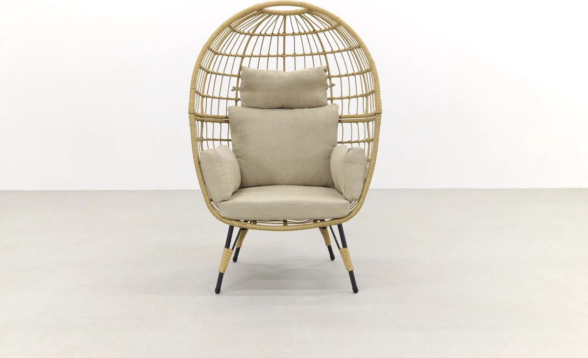 Lola Egg Relaxstoel - Natural Sand - Mand Stoel 8 Lola Egg Relaxstoel - Natural Sand - Mand Stoel - Afbeelding 6