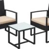 Hoppa! Tuinmeubelset. Set Van 3. Gemaakt Van Polyrattan. Voor Buiten. Terras. Balkon. Tuin. Eenvoudige Montage. Bijzettafel En 2 Stoelen. Zwart-beige -Gardena Verkoop 1200x731 1