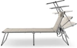 Blumfeldt Amalfi Ligstoel Tuin , Ligbed 70x37x200cm , Schuimrubberbekleding En Hoofdkussen , Rugleuning Verstelbaar Op 5 Standen , Zonnekap Voor Zonnebaden Zonder Verblind Te Worden -Gardena Verkoop 1200x750