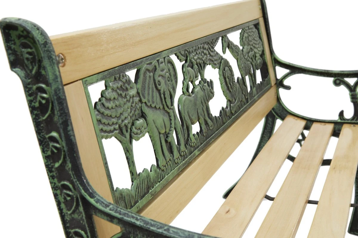 LIFA GARDEN Tuinbank Voor 2 Kinderen | Kinderbank Van Onbewerkt Hout En Ijzer | Nostalgische Tuinbank Met Jungle Afbeelding In De Rugleuning | Tuinbank Om Te Beitsen | 82 X 39 X 50 Cm 4 LIFA GARDEN Tuinbank Voor 2 Kinderen | Kinderbank Van Onbewerkt Hout En Ijzer | Nostalgische Tuinbank Met Jungle Afbeelding In De Rugleuning | Tuinbank Om Te Beitsen | 82 X 39 X 50 Cm - Afbeelding 2