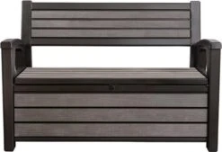 Keter - Hudson Bench Box - 2-zits Bank - Opbergbox - Hout Look & Feel - 227L - 138x63x89cm - Antraciet 24 Keter - Hudson Bench Box - 2-zits Bank - Opbergbox - Hout Look & Feel - 227L - 138x63x89cm - Antraciet -Gardena Verkoop 1200x822