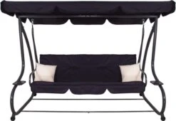 Springos Schommelbank | Linda-Schommel | 3-zits | Waterafstotend | Inclusief 2 Kussens | Verstelbare Luifel | 162 X 200 X 120 Cm | Zwart -Gardena Verkoop 1200x824 2