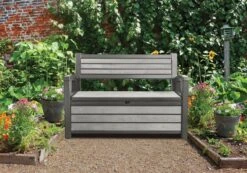 Keter - Hudson Bench Box - 2-zits Bank - Opbergbox - Hout Look & Feel - 227L - 138x63x89cm - Antraciet 17 Keter - Hudson Bench Box - 2-zits Bank - Opbergbox - Hout Look & Feel - 227L - 138x63x89cm - Antraciet -Gardena Verkoop 1200x841