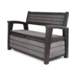 Keter - Hudson Bench Box - 2-zits Bank - Opbergbox - Hout Look & Feel - 227L - 138x63x89cm - Antraciet -Gardena Verkoop 1200x873