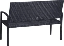 Outsunny Polyrotan Tuinbank 2-zits Parkbank Bank Staal Zwart 867-022 -Gardena Verkoop 1200x874