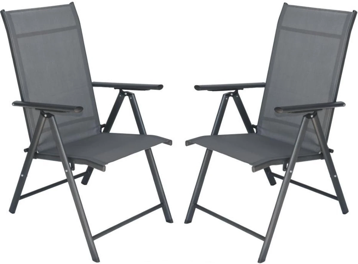 Tuinstoelen Met 7 Standen, Set Van 2 Stuks Grijs 3 Tuinstoelen Met 7 Standen, Set Van 2 Stuks Grijs