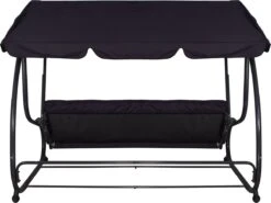 Springos Schommelbank | Linda-Schommel | 3-zits | Waterafstotend | Inclusief 2 Kussens | Verstelbare Luifel | 162 X 200 X 120 Cm | Zwart -Gardena Verkoop 1200x897 1