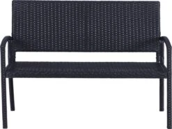 Outsunny Polyrotan Tuinbank 2-zits Parkbank Bank Staal Zwart 867-022 -Gardena Verkoop 1200x898