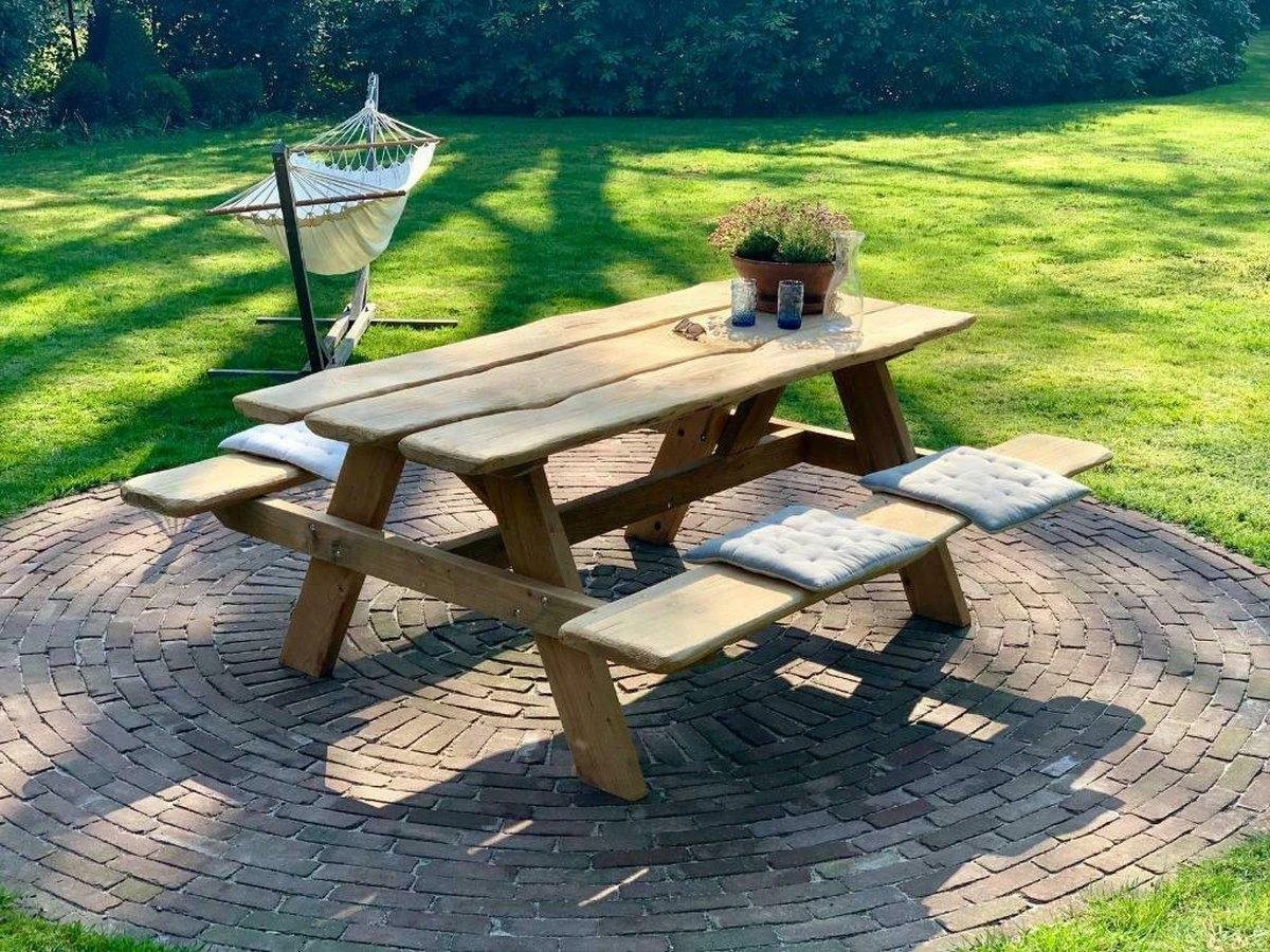Robuuste Picknicktafel Van Douglashout. Duurzaam En Modern. Lengte 2,40 Meter 4 Robuuste Picknicktafel Van Douglashout. Duurzaam En Modern. Lengte 2,40 Meter - Afbeelding 2