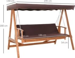 Outsunny Hollywoodschommel Hout Tuinschommel Schommelbank Ligfunctie 3 Personen 84A-185 -Gardena Verkoop 1200x936 2