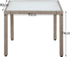 Casaria Polyrattan Tuinset - 4 Stoelen & Tafel 90x90 Cm - Beige Grijs -Gardena Verkoop 1200x972 2