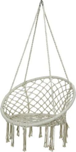 Macramé Hangstoel Beige - Beige Hangstoel - Hangstoel Touw - Hangstoel - Tot 110KG - Eenpersoons Hangstoel - Hang Stoel 1 Persoon - Hangstoel Voor Binnen - Hangstoel Zonder Standaard - Hangstoel Buiten -Gardena Verkoop 603x1200