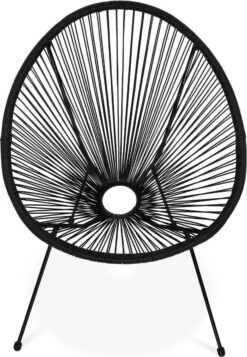 Set Van 2 Design Stoelen Ei-vormig - Acapulco Zwart - Stoelen 4 Poten Retro Design, Plastic Koorden, Binnen/buiten -Gardena Verkoop 830x1200