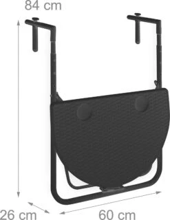 Relaxdays Balkontafel Inklapbaar, Balkon Tafel Rotan, Hangtafel Reling - Zwart -Gardena Verkoop 926x1200